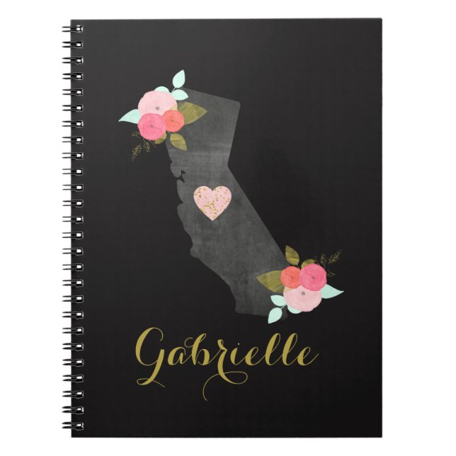 Cuaderno Monograma dorado California State & Moveable Heart (Frente)