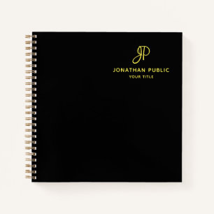 Cuaderno Monograma dorado escrito a mano Plantilla inicial