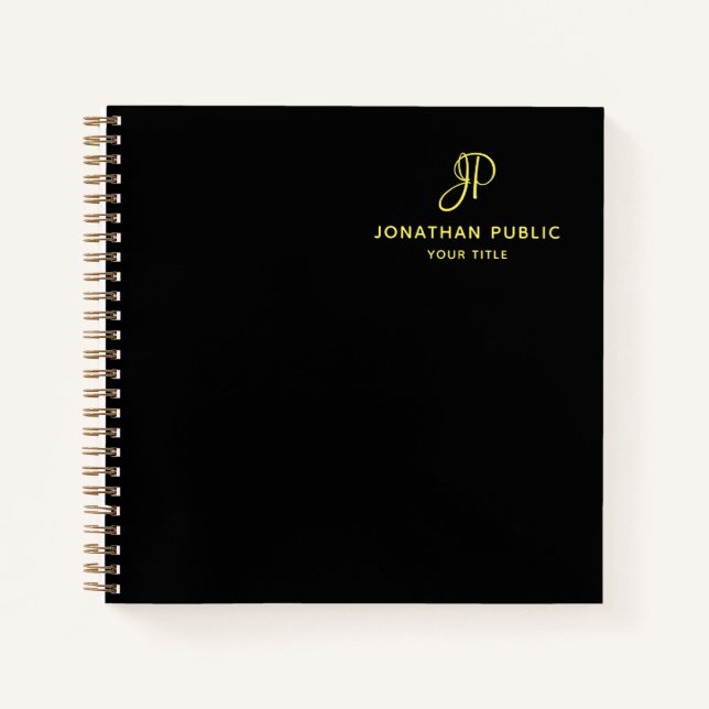 Cuaderno Monograma dorado escrito a mano Plantilla inicial  (Anverso)