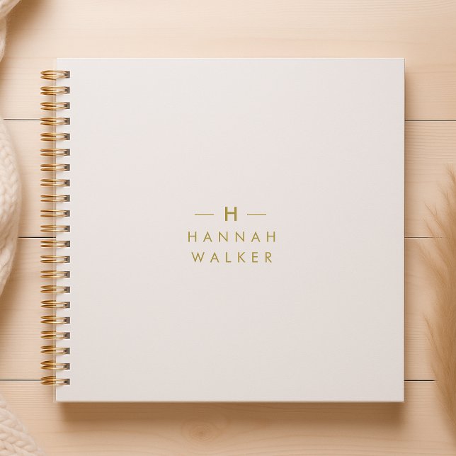 Cuaderno Monograma Dorado Gris | Elegante Moderno Minimalis (Subido por el creador)