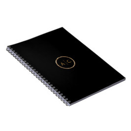 Cuaderno Monograma Dorado Mínimo en NEGRO
