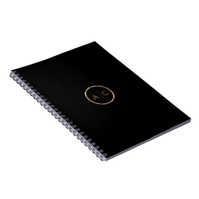 Cuaderno Monograma Dorado Mínimo en NEGRO (Lado Derecho)