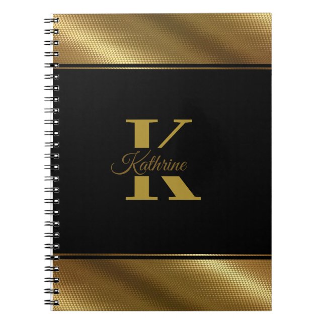Cuaderno monograma dorado personalizado (Frente)