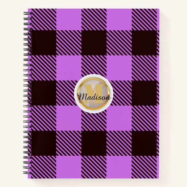 Cuaderno Monograma dorado personalizado Moda Orquídea Tartá (Anverso)