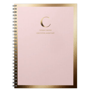 Cuaderno Monograma dorado rosado enmarcado