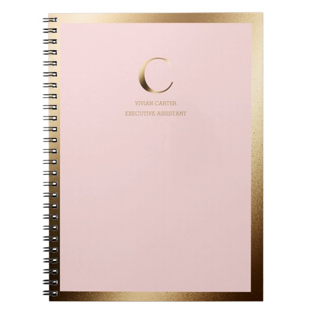 Cuaderno Monograma dorado rosado enmarcado (Frente)