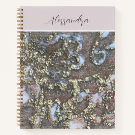 Cuaderno Monograma dorado rubor rosa blanco floral caligraf
