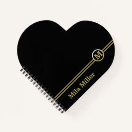 Cuaderno Monograma dorado sobre fondo negro