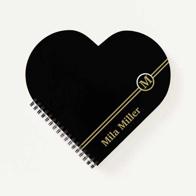 Cuaderno Monograma dorado sobre fondo negro (Anverso)