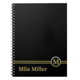 Cuaderno Monograma dorado sobre fondo negro