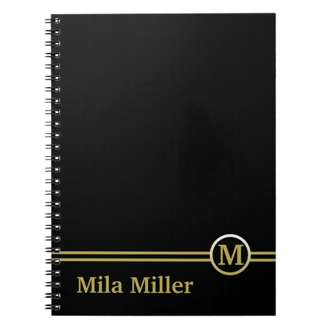 Cuaderno Monograma dorado sobre fondo negro (Frente)