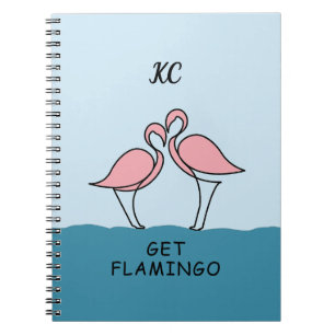 Cuaderno Monograma dos flamencos rosas en la cita del agua