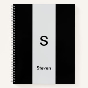 Cuaderno Monograma dos tonos negro moderno y gris claro