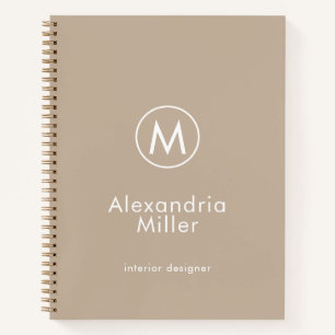 Cuaderno Monograma elegante beige mínimo