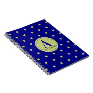 Cuaderno Monograma elegante con patrón de estrella dorada y