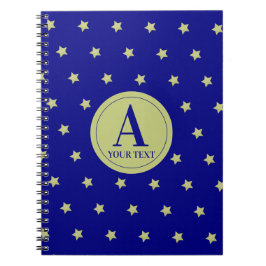 Cuaderno Monograma elegante con patrón de estrella dorada y