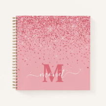 Monograma elegante con purpurina rosa