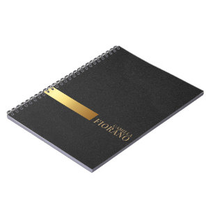 Cuaderno Monograma elegante de cuero de lujo dorado
