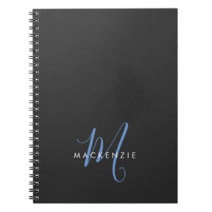 Cuaderno Monograma elegante de escritura azul negro