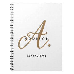 Cuaderno Monograma elegante de escritura de oro blanco negr