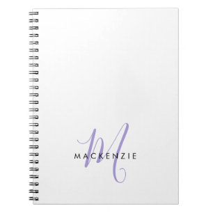 Cuaderno Monograma elegante de estilo moderno de lavanda bl