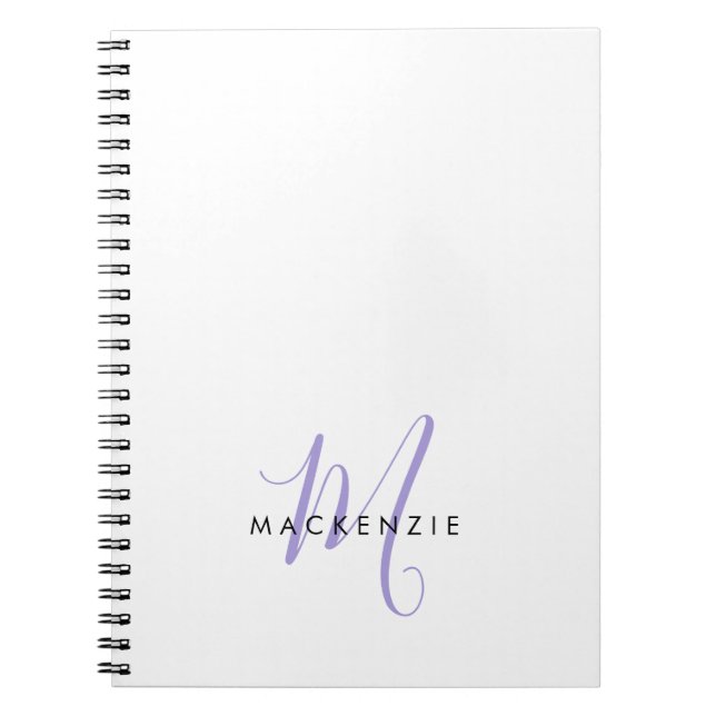 Cuaderno Monograma elegante de estilo moderno de lavanda bl (Frente)