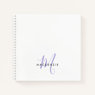 Cuaderno Monograma elegante de estilo moderno de lavanda bl