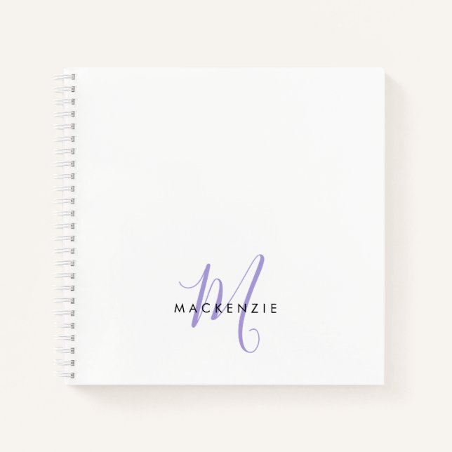 Cuaderno Monograma elegante de estilo moderno de lavanda bl (Anverso)