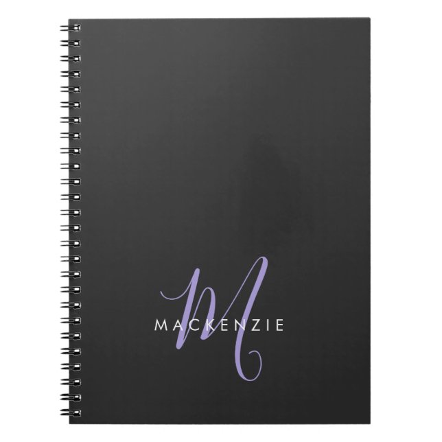 Cuaderno Monograma elegante de estilo moderno de lavanda ne (Frente)