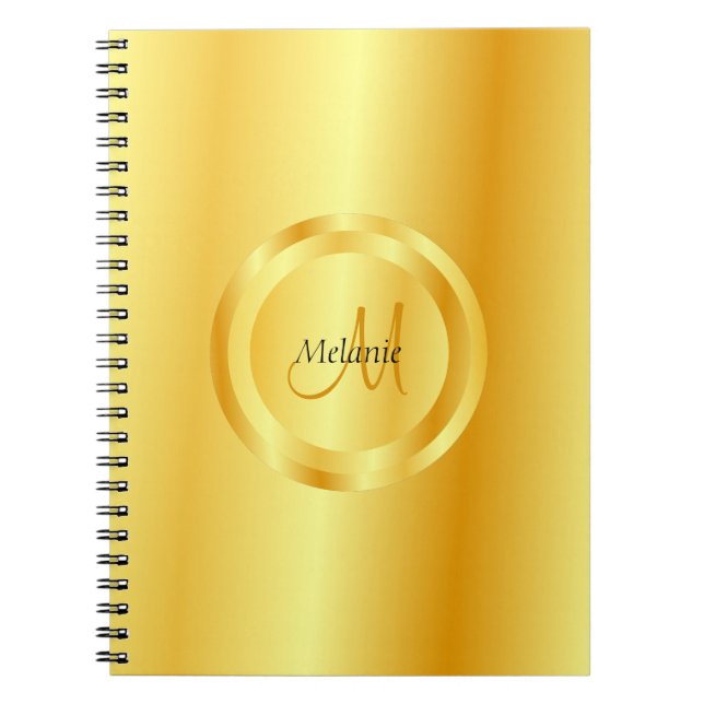Cuaderno Monograma elegante de estilo oro moderno (Frente)
