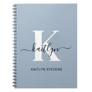 Cuaderno Monograma elegante de guion azul turbio