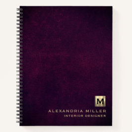 Cuaderno Monograma elegante de oro de cuero