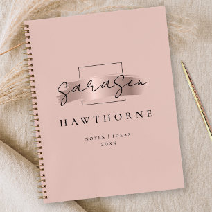 Cuaderno Monograma elegante de oro del cepillo de moda Stro