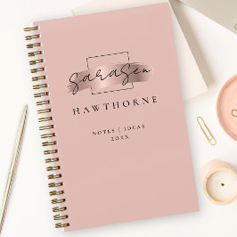 Cuaderno Monograma elegante de oro del cepillo de moda Stro