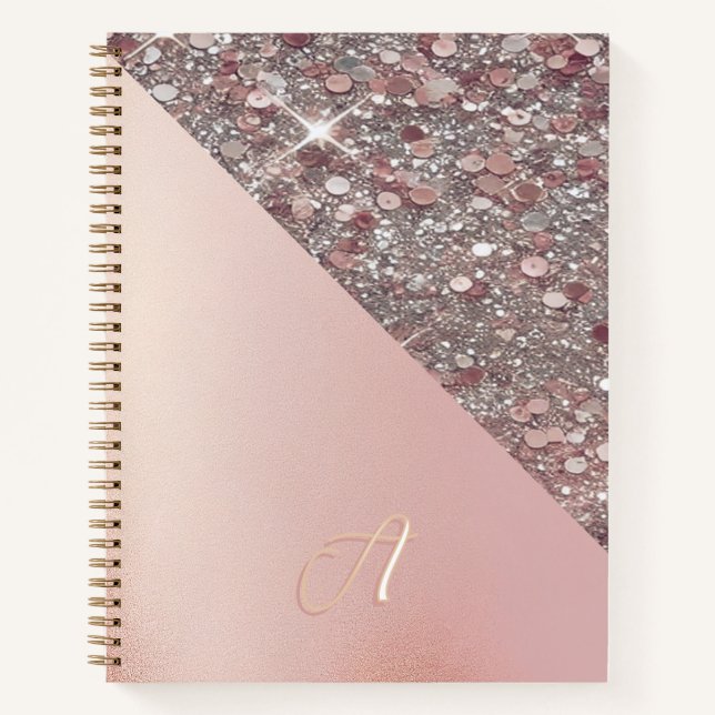 Cuaderno Monograma Elegante de Oro Rosa (Anverso)