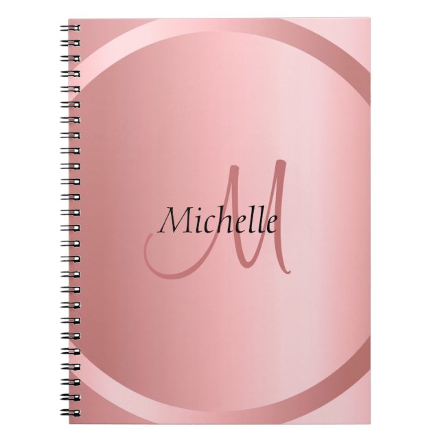 Cuaderno Monograma elegante de oro Rosa personalizado (Frente)