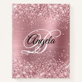 Cuaderno Monograma Elegante de Papel de Estaño Rosa Claro B