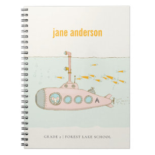 Cuaderno Monograma elegante de peces submarinos submarinos