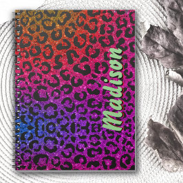 Cuaderno Monograma elegante de purpurina colorido