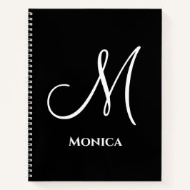 Cuaderno Monograma elegante en negro y blanco