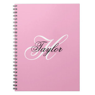 Cuaderno Monograma Elegante en Rosa Blanco y Negro