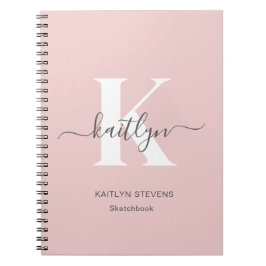 Cuaderno Monograma elegante en rosa y gris