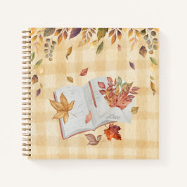 Cuaderno Monograma Elegante esbozando hojas de otoño escrib
