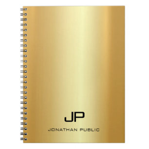 Cuaderno Monograma elegante Faux Gold Template Moderno de m