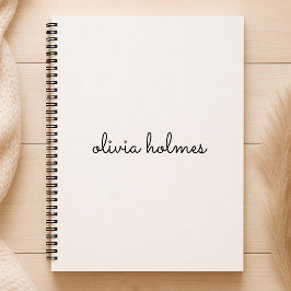 Cuaderno Monograma elegante | Guión blanco Minimalista mode