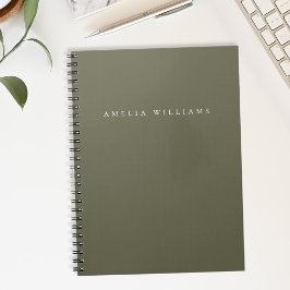 Cuaderno Monograma elegante minimalista en verde oliva