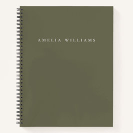 Cuaderno Monograma elegante minimalista en verde oliva
