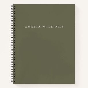 Cuaderno Monograma elegante minimalista en verde oliva