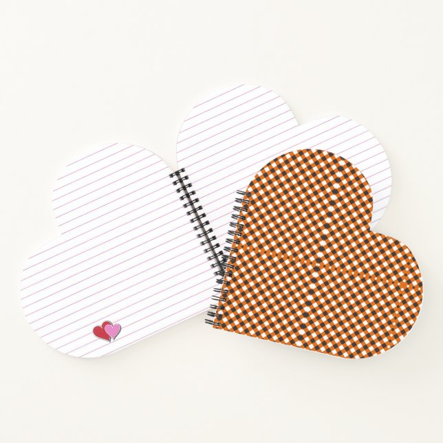Cuaderno Monograma Elegante Naranja Blanco Plaid Gingham He (Interior)