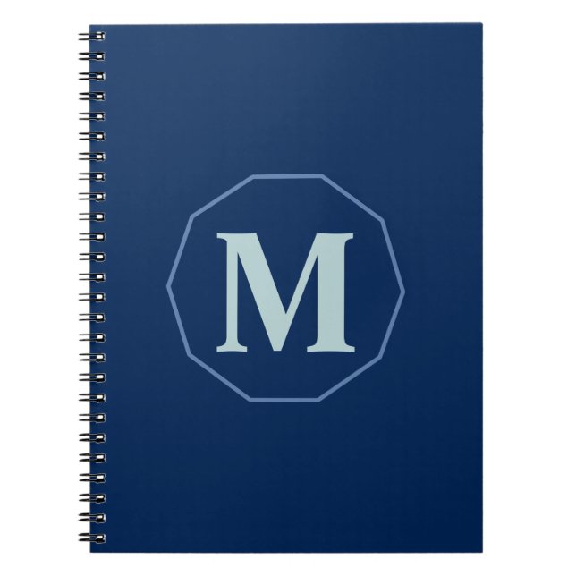 Cuaderno Monograma elegante Navy Blue personalizado (Frente)